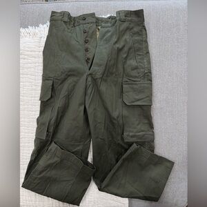 Vintage‎ French Military M-47 Field Pants Olive Green Cargo Trousers Size 30